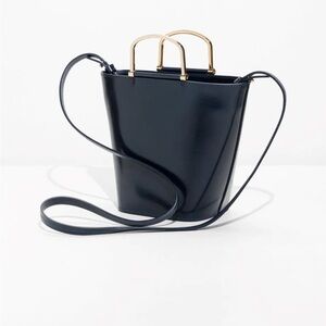 & Other Stories navy leather bucket bag
